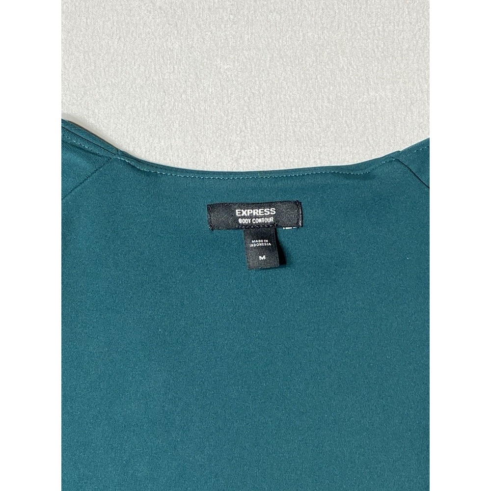 Express Body Contour High Compression Bodysuit Womens M Green Scoop Neck - Picture 2 of 8